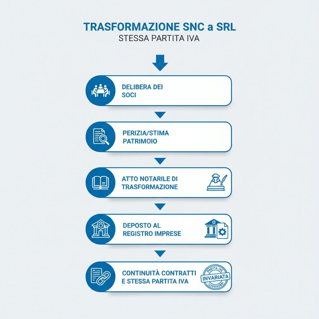 Trasformazione da SNC a SRL Stessa Partita IVA: Guida Completa 3 Trasformazione da SNC a SRL infograFICA