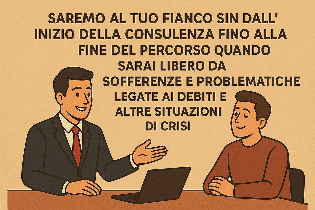 Servizi 3 Saremo al tuo fianco sin dall'inizio della consulenza fino alla fine del percorso quando sarai libero da sofferenze e problematiche legate ai debiti e altre situazioni di crisi