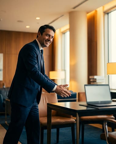 Consulenza Gratuita 1 Consulente CSI accoglie l'imprenditore per la consulenza gratuita, pronto ad ascoltare