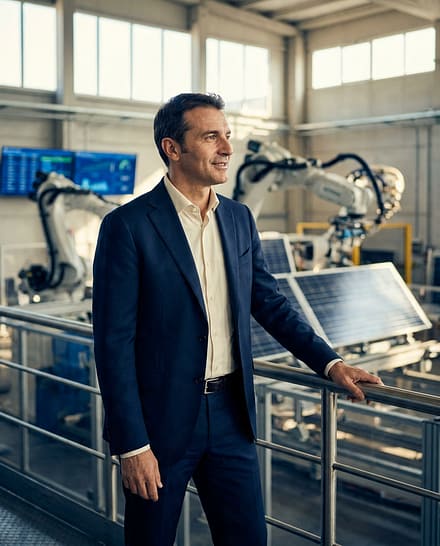 PNRR 2026 per Imprese: Guida Completa ai Fondi, Bandi e Finanziamenti Agevolati — Non Perdere la Tua Quota 1 Imprenditore nella fabbrica innovativa finanziata con PNRR e finanza agevolata tramite CSI